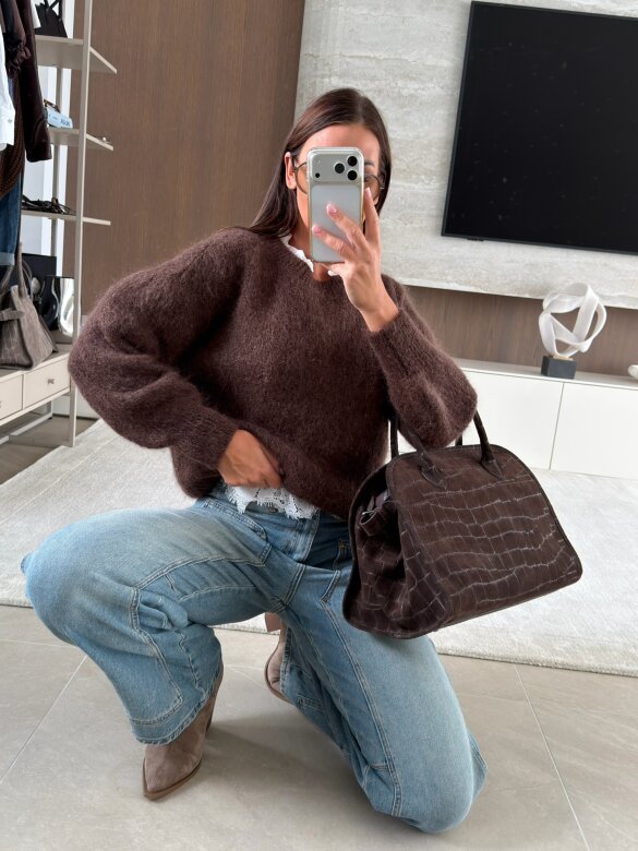 Sweater Dello moher and wool chocolate