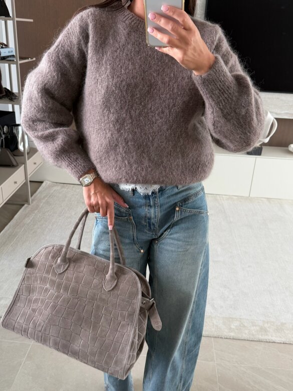 Sweter Dello z moherem i wełną mocca 