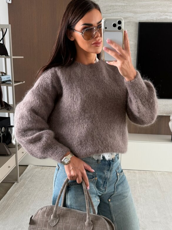 Sweter Dello z moherem i wełną mocca 