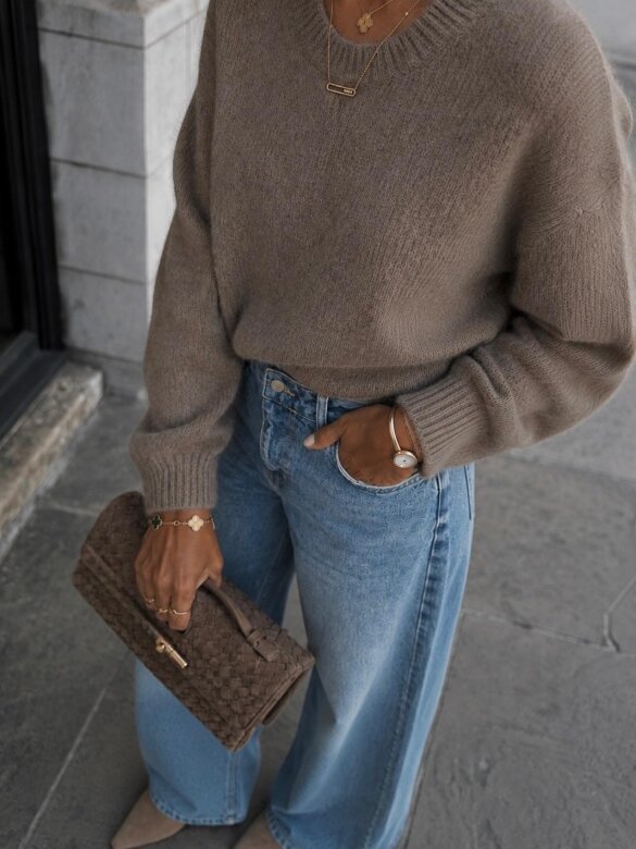 Sweter Dello z moherem i wełną mocca 