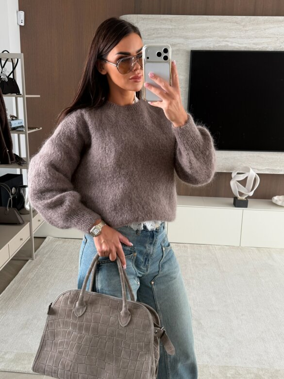 Sweter Dello z moherem i wełną mocca 