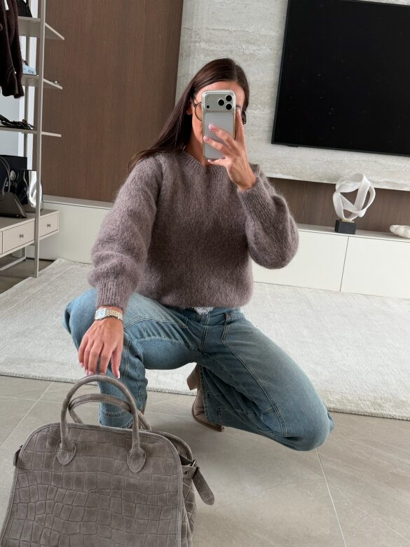 Sweter Dello z moherem i wełną mocca 