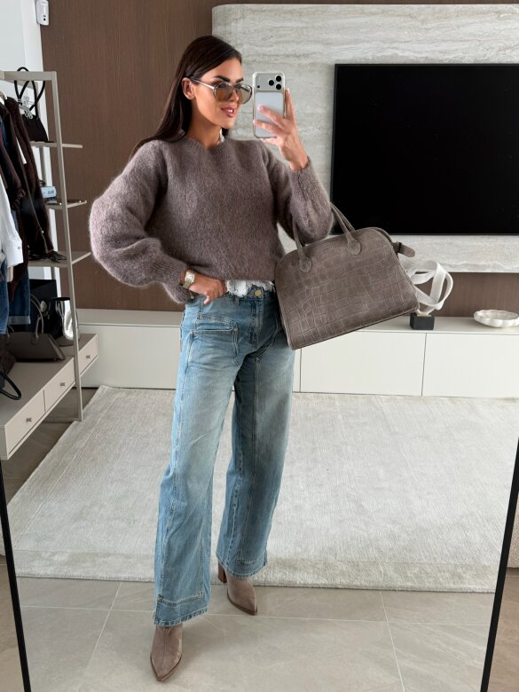 Sweter Dello z moherem i wełną mocca 