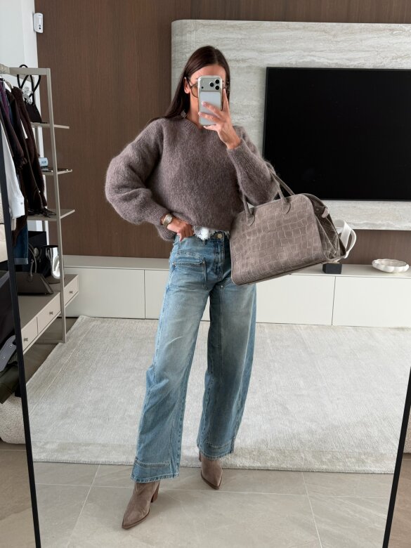 Sweter Dello z moherem i wełną mocca 