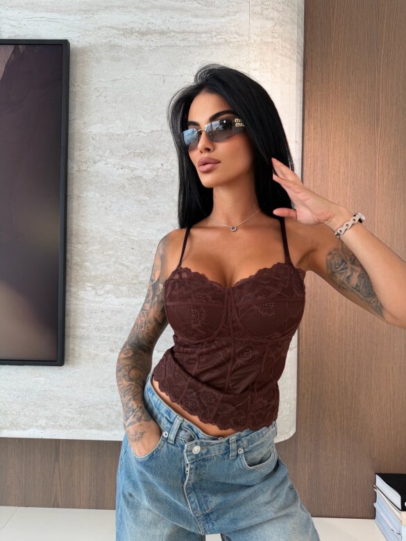 Corset Rosivio lace chocolate