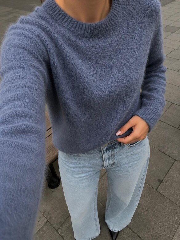 Sweter Dello z moherem i wełną niebieski 