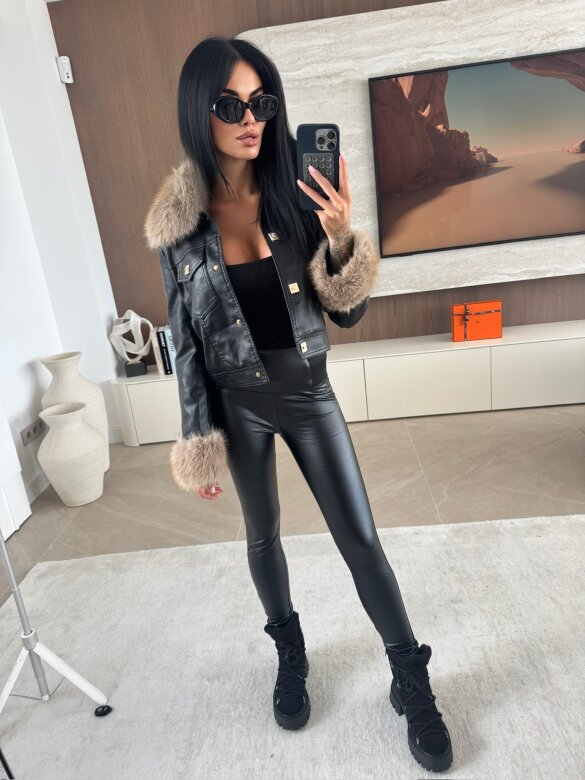 Kurtka Magnet eko skóra z futerkiem czarna