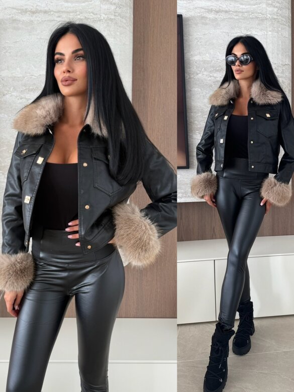 Kurtka Magnet eko skóra z futerkiem czarna