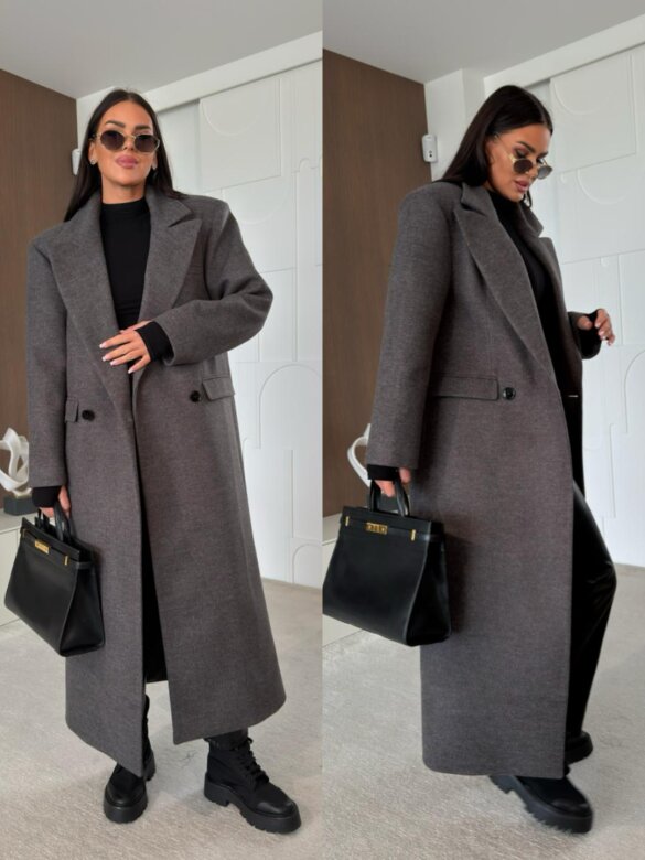 Coat Flint with wool and viscose graphite