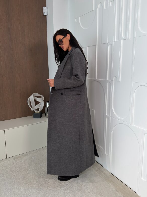 Coat Flint with wool and viscose graphite
