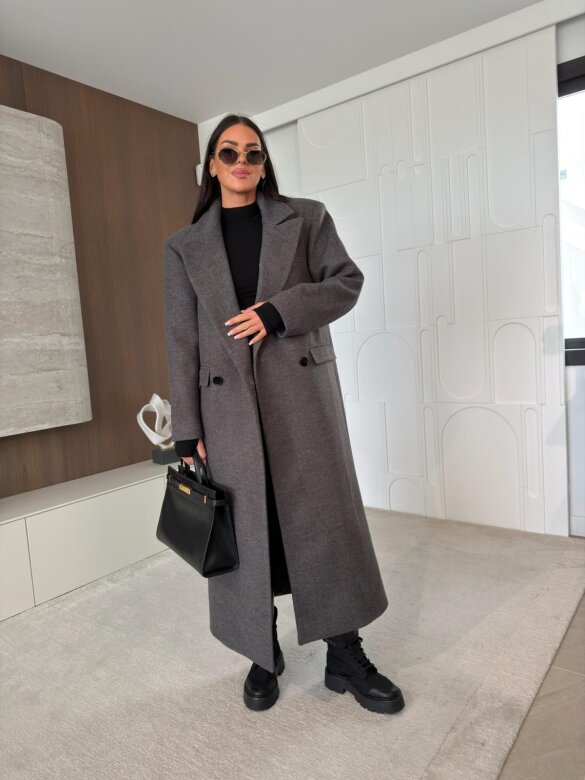 Coat Flint with wool and viscose graphite