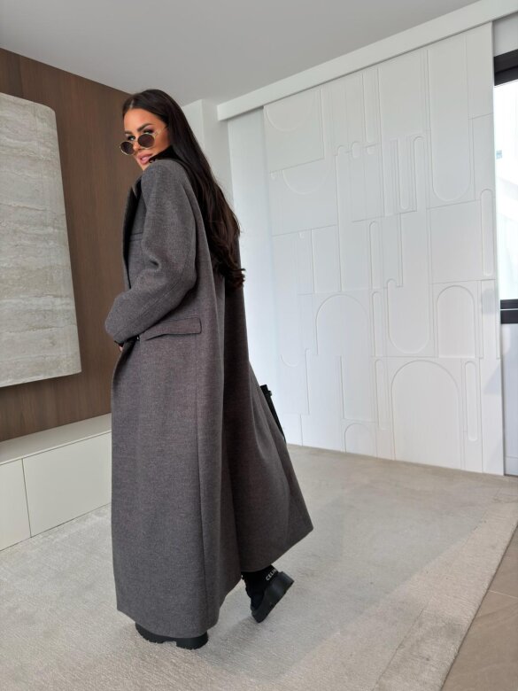 Coat Flint with wool and viscose graphite