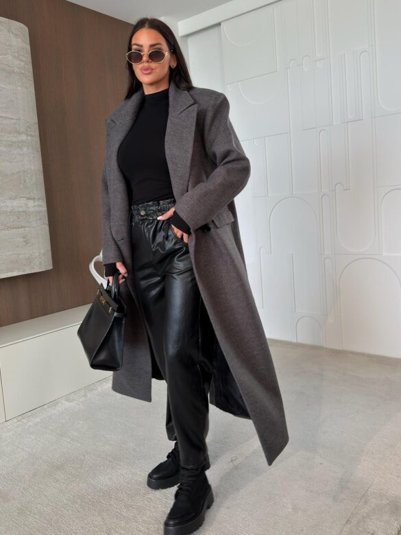 Coat Flint with wool and viscose graphite