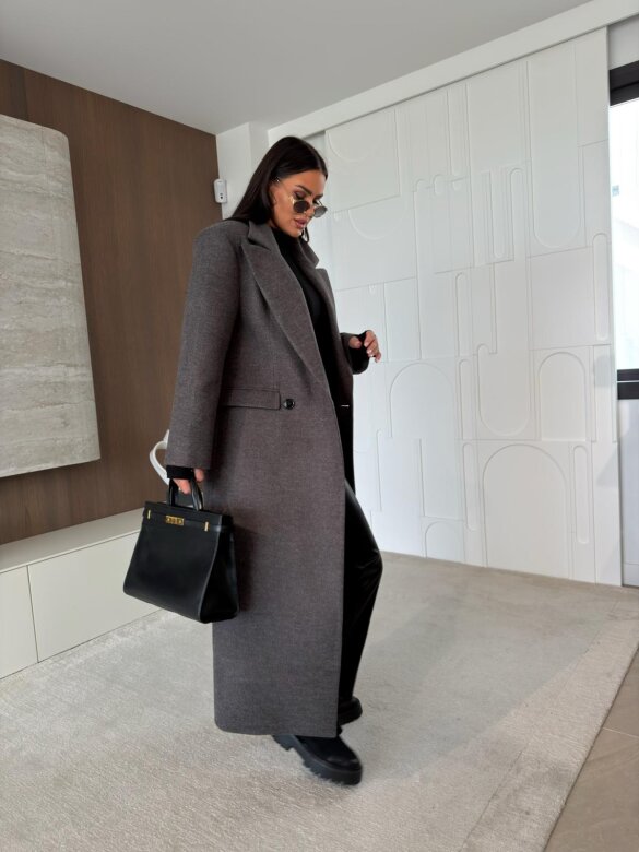 Coat Flint with wool and viscose graphite
