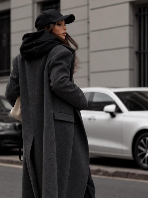 Coat Flint with wool and viscose graphite