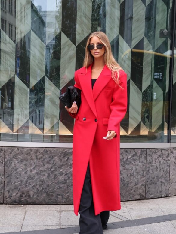 Coat Flint with wool and viscose red