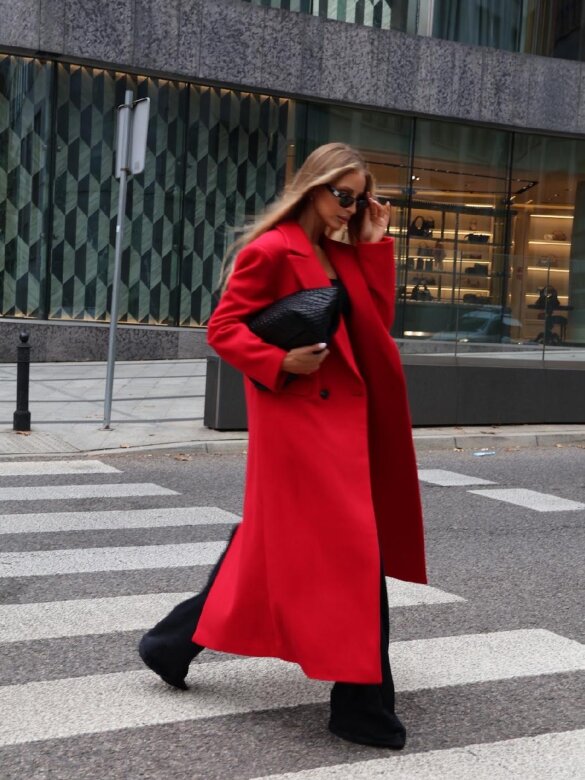 Coat Flint with wool and viscose red