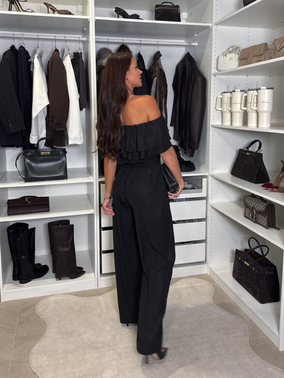 Kombinezon Lisorno z falbankami czarny 