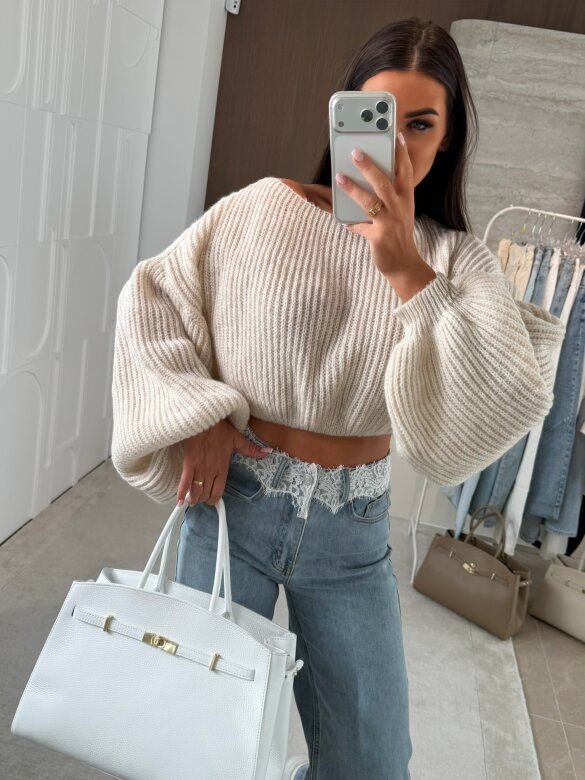 Sweter Maggiore short beżowy