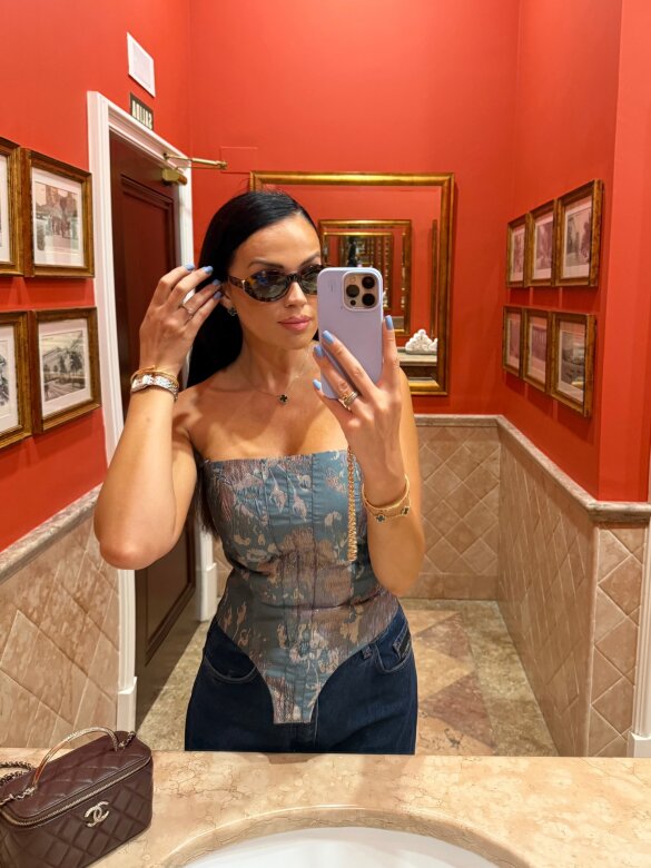 Gorset Fendy turkusowo-złoty 