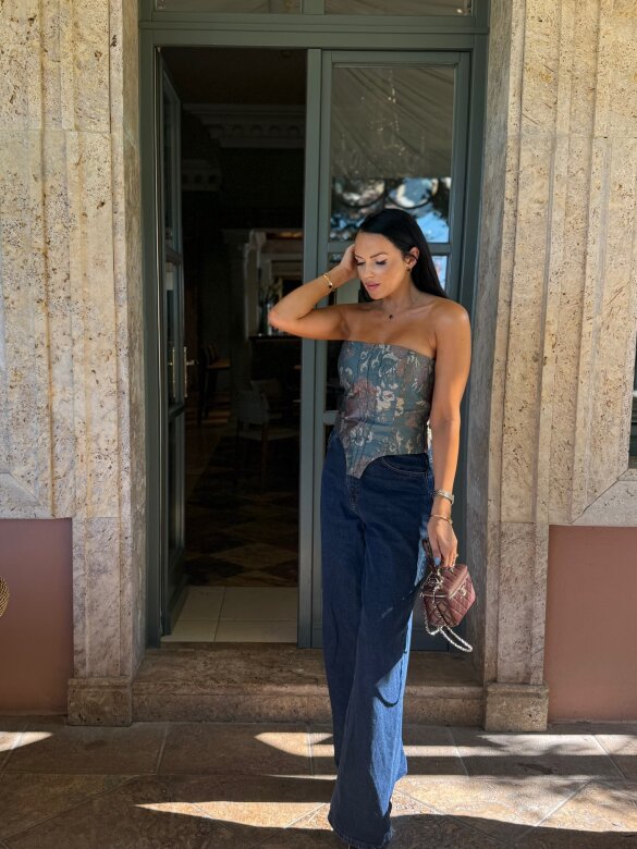 Gorset Fendy turkusowo-złoty 