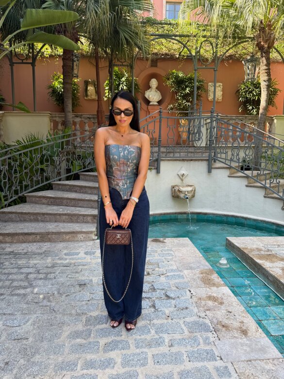 Gorset Fendy turkusowo-złoty 