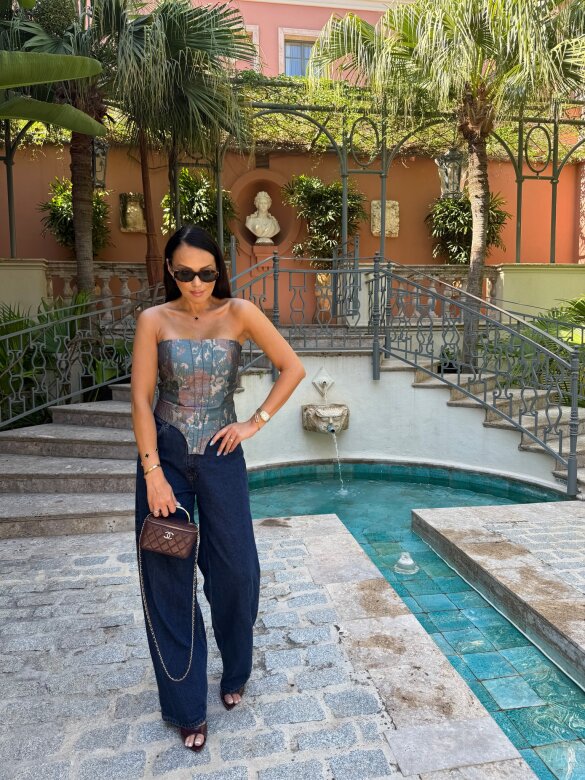 Gorset Fendy turkusowo-złoty 