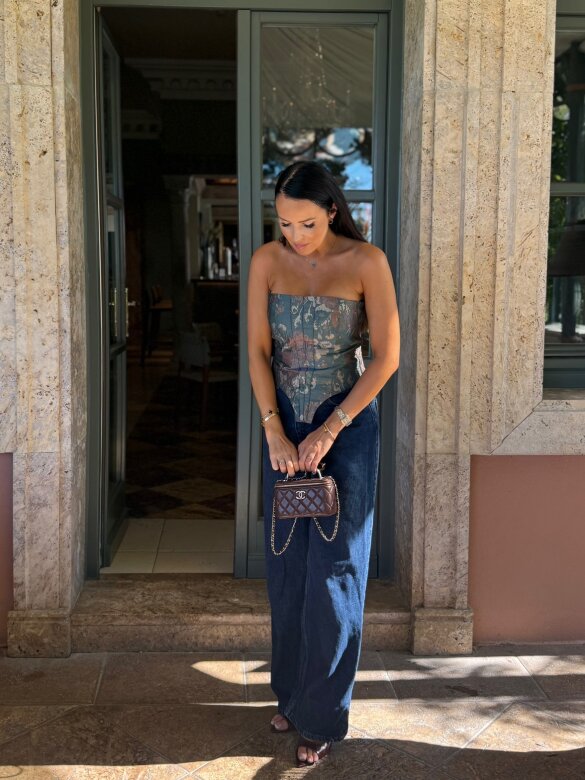 Gorset Fendy turkusowo-złoty 