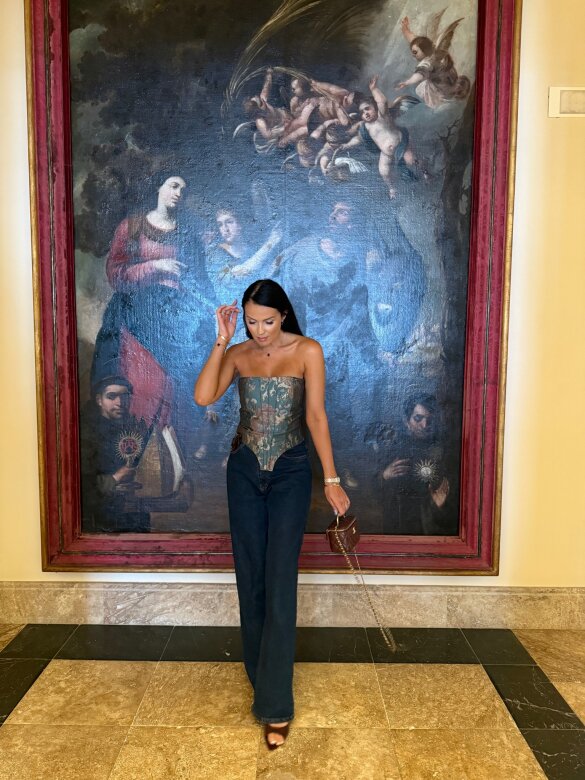 Gorset Fendy turkusowo-złoty 