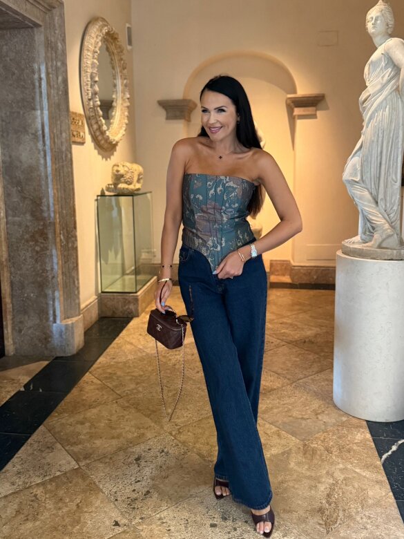 Gorset Fendy turkusowo-złoty 