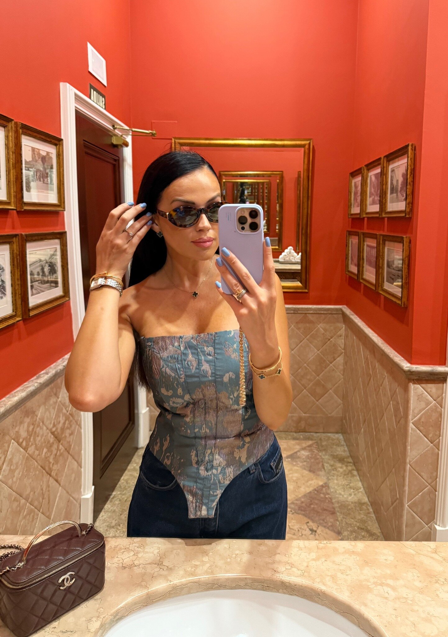 Gorset Fendy turkusowo-złoty 