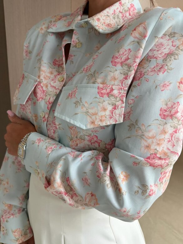 Koszula Kalio błękitno-pudrowa 