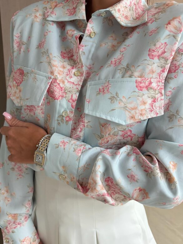 Koszula Kalio błękitno-pudrowa 