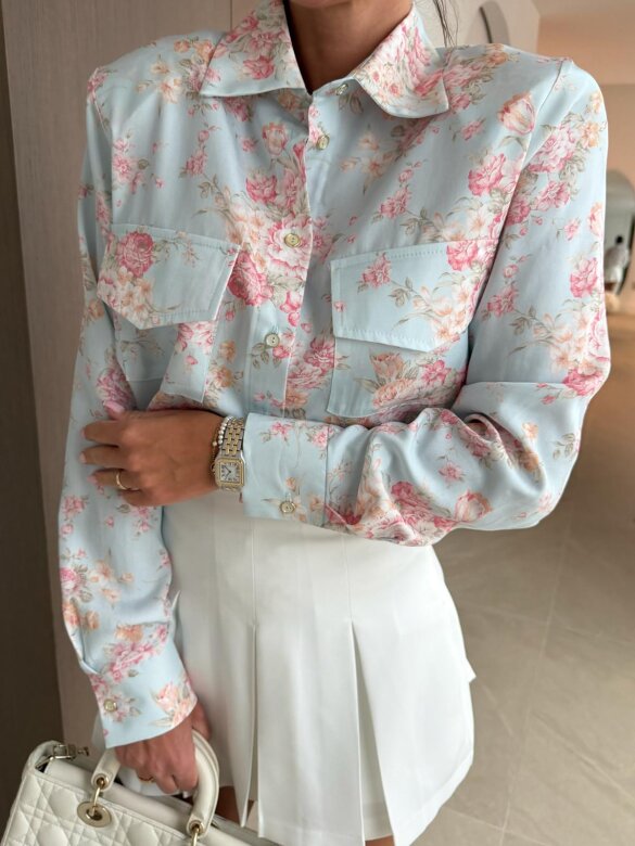 Koszula Kalio błękitno-pudrowa 