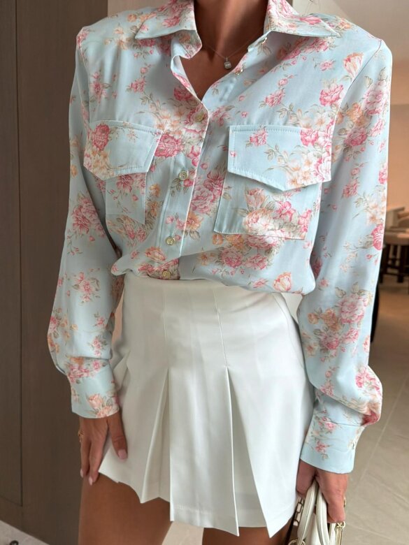 Koszula Kalio błękitno-pudrowa 