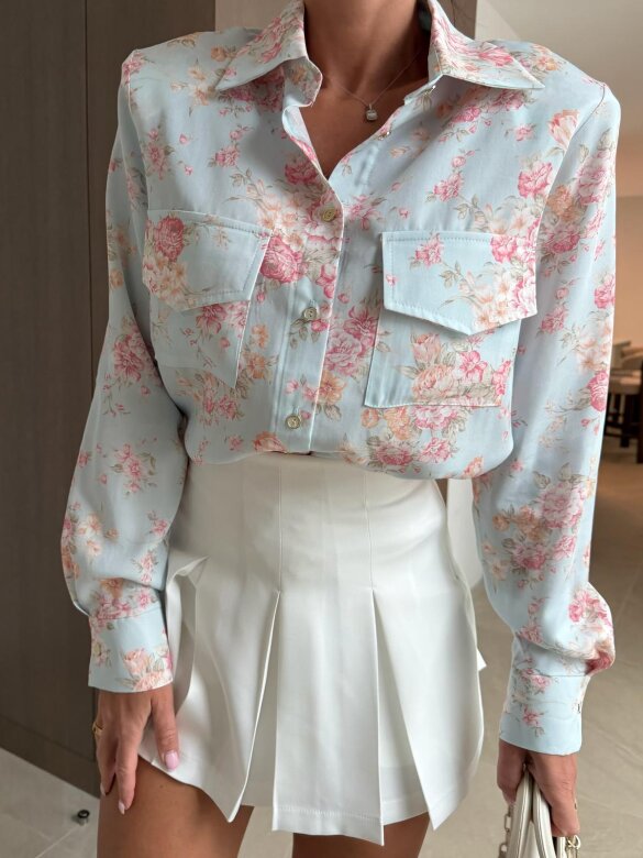 Koszula Kalio błękitno-pudrowa 