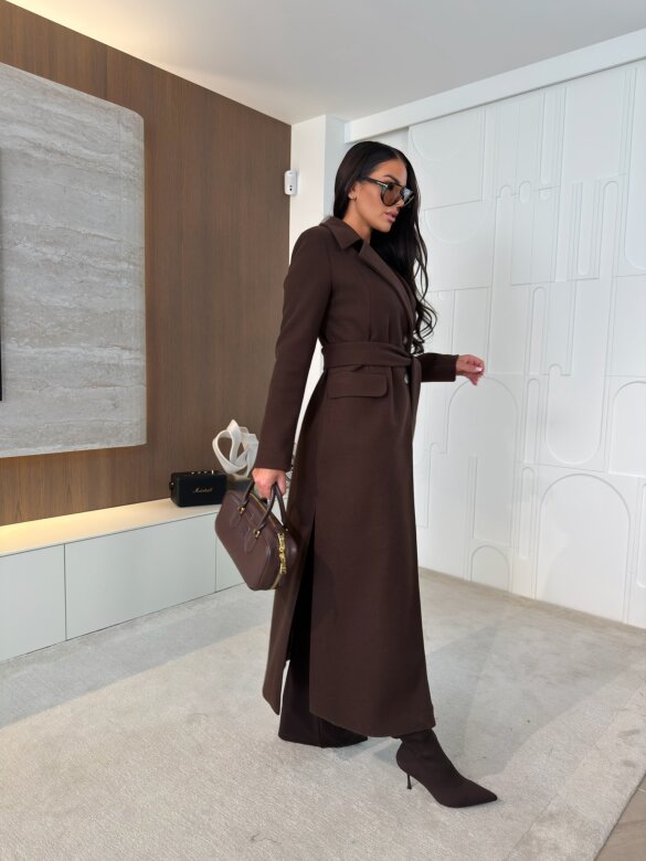 Coat Holleno with wool chocolate
