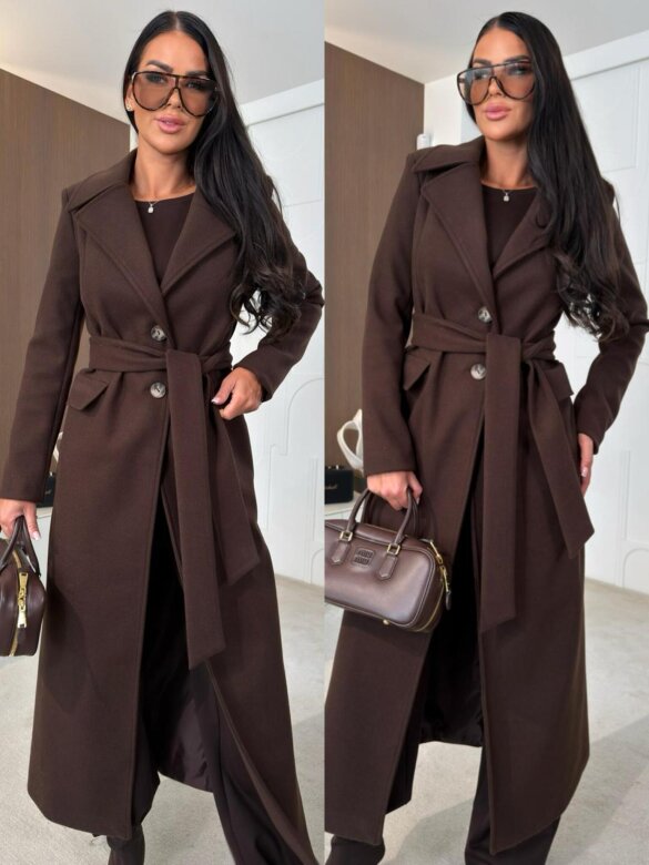 Coat Holleno with wool chocolate