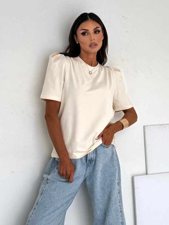 T-shirt Blanco bawełniany śmietankowy 