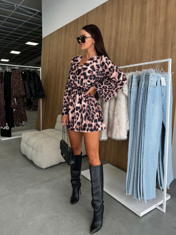 Kombinezon Carly animal print beżowo-czarny