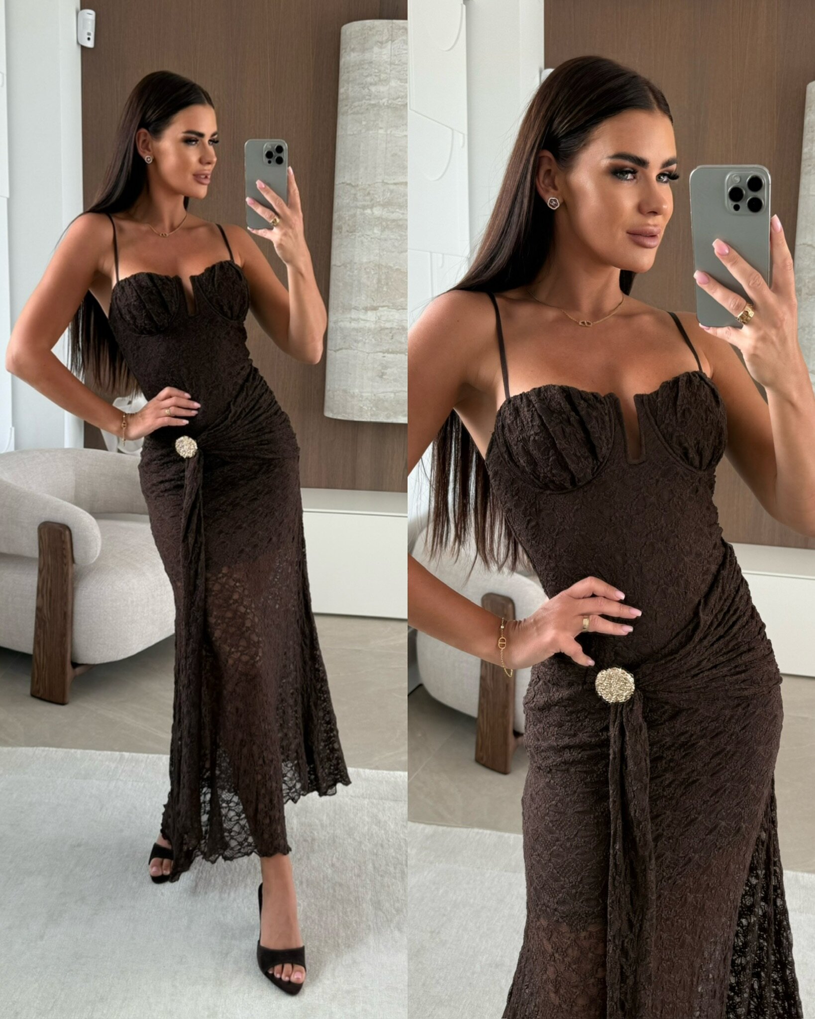 Sukienka Nola maxi czekoladowa 