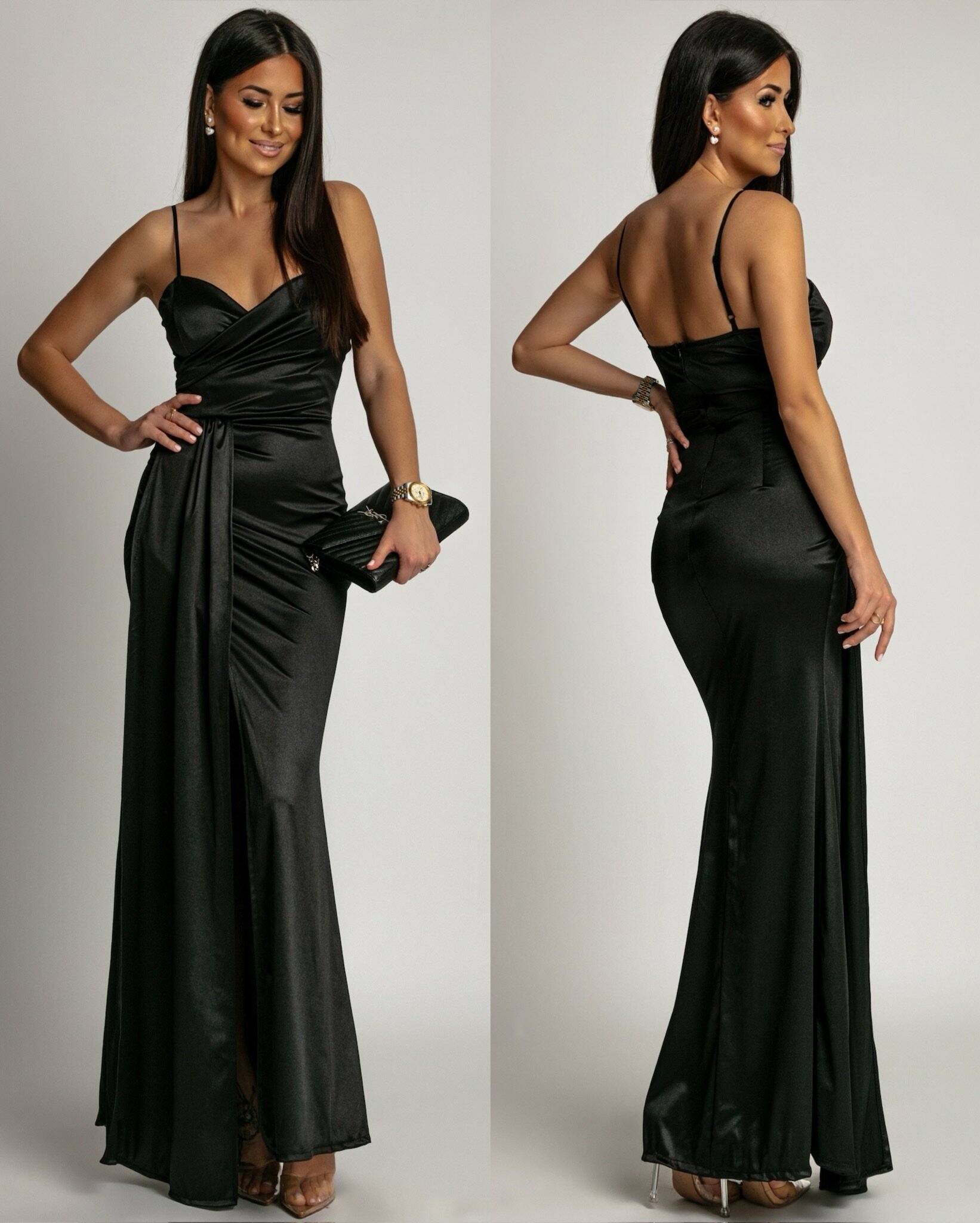 Sukienka Selena satynowa maxi czarna