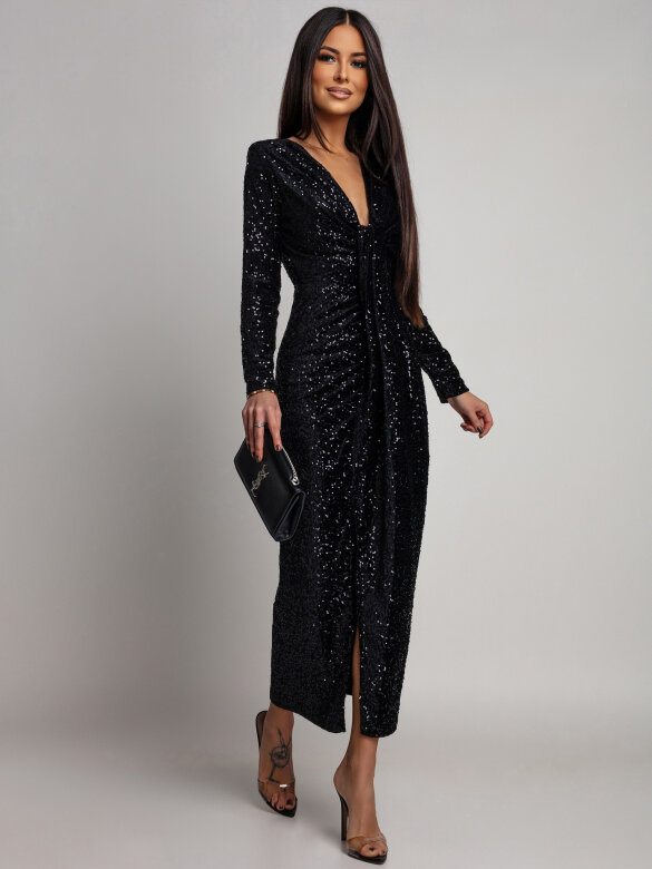 Sukienka Novalla maxi z cekinami czarna 
