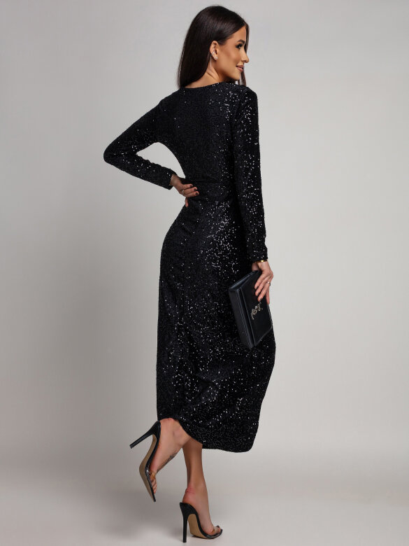 Sukienka Novalla maxi z cekinami czarna 