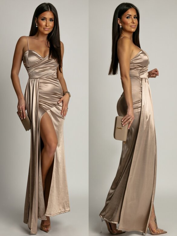 Sukienka Selena satynowa maxi złota