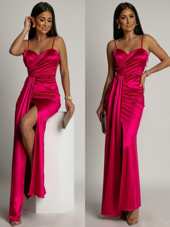Sukienka Selena satynowa maxi różowa