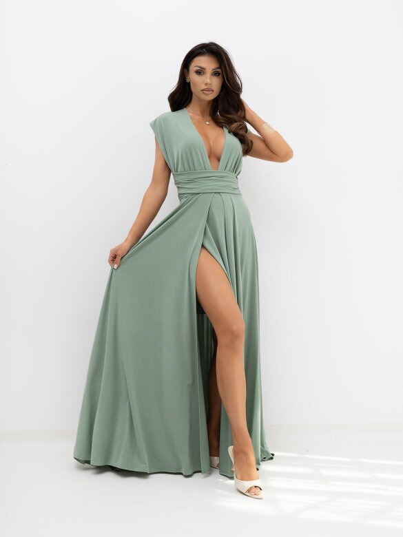 Dress Mally maxi with viscose matcha