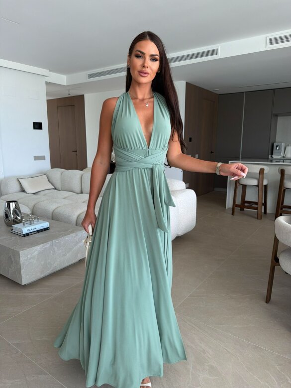 Dress Mally maxi with viscose matcha