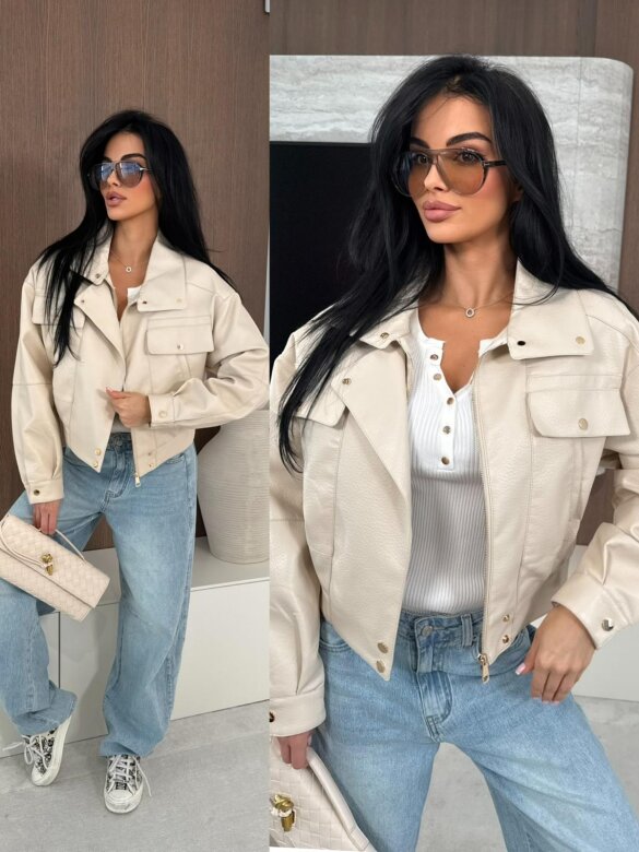 Kurtka Yesa eko skóra jasnobeżowa