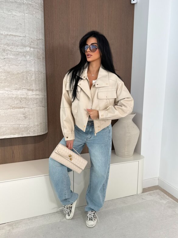 Kurtka Yesa eko skóra jasnobeżowa